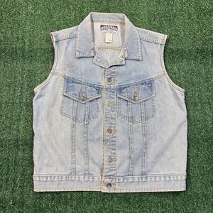 Vintage 90s Breaker Jeans Denim Vest Light Wash